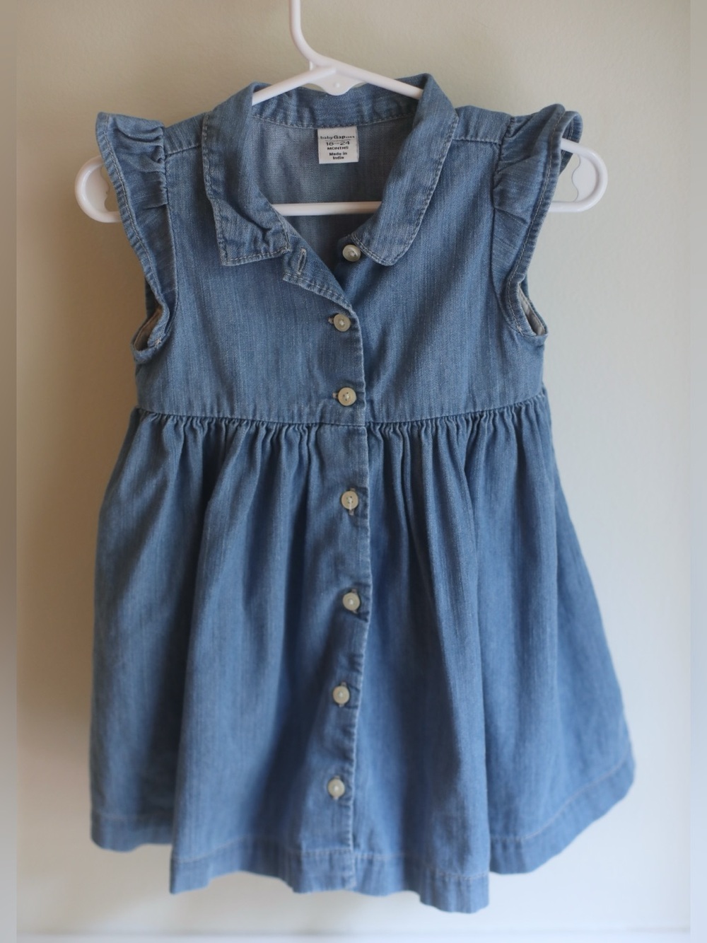 Baby Gap Chambray Ruffle Sleeve Dress | Toddler Girls 18-24 Months